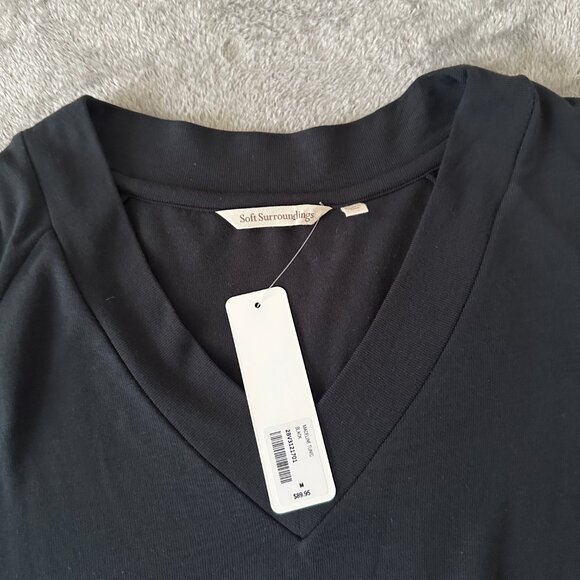 NWT Soft Surroundings Black Madeline Long Sleeve Sweater Tunic MEDIUM Shirt - Picture 2 of 6